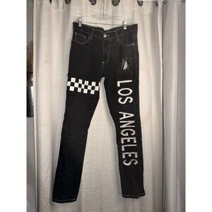 FISLL Men's Los Angeles Lakers Black Patch Denim Jeans 32/34